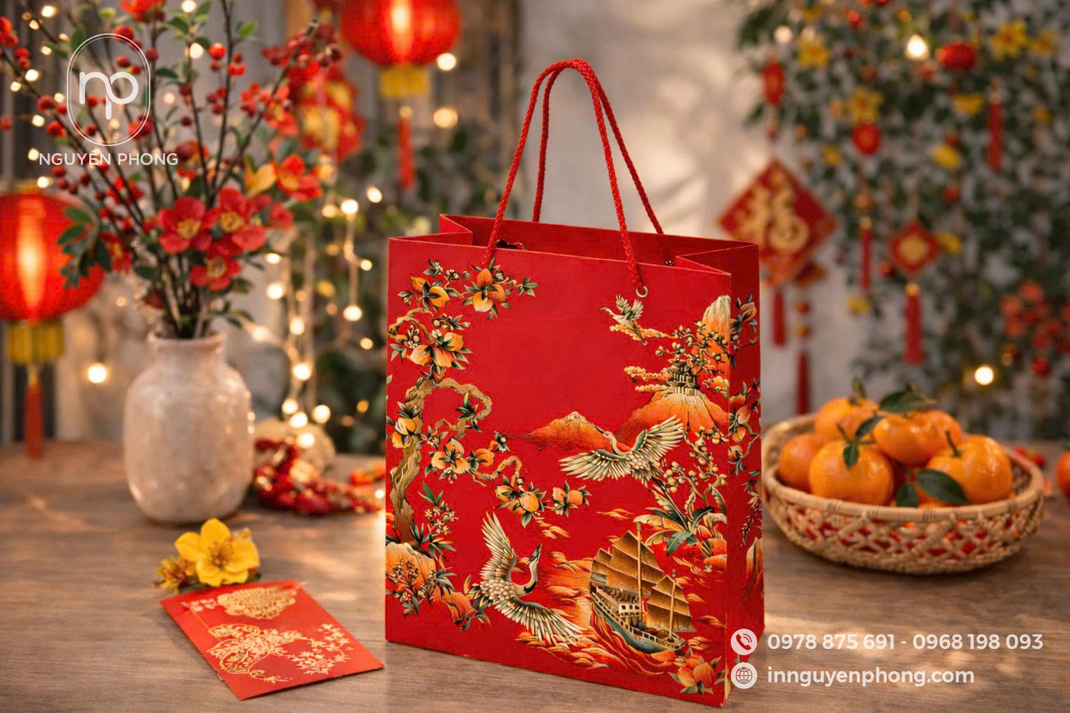 Mẫu in túi giấy đựng quà tết thiết kế ấn tượng 